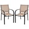 Patio Bistro Armchairs 2 Pack Stackable Steel Outdoor Brown Black